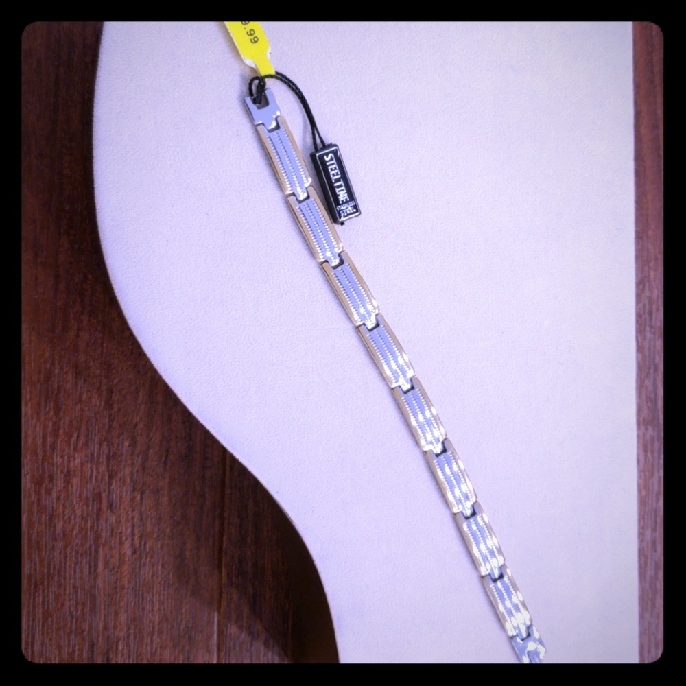Stainless Steel   9" Two Tone Dressy Bracelet